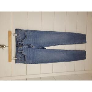 J Crew size 29 blue denim 8" mid-rise skinny jeans. Short raw edge